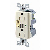 7280-W Decora Plus 2-Pole 3-Wire Type 3-Duplex Self-Grounding Surge Protective Receptacle, 125 V AC, 15 A, 5 kA SCCR