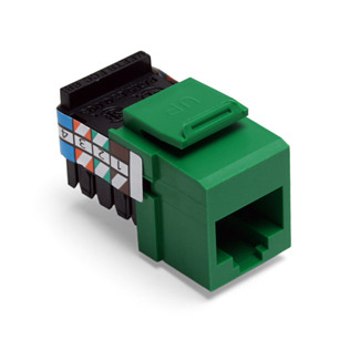 41108-RV8 QuickPort 8-Conductor 8-Position 110-Style Snap-In Connector, USOC/Voice Module, Flush Mount, 1 Port, Plastic, Green