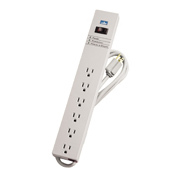 5100-S15 Type 3 General Duty Surge Protective Strip With Switch, 125 V AC, 15 A, 6 Outlets, 15 ft L Cord