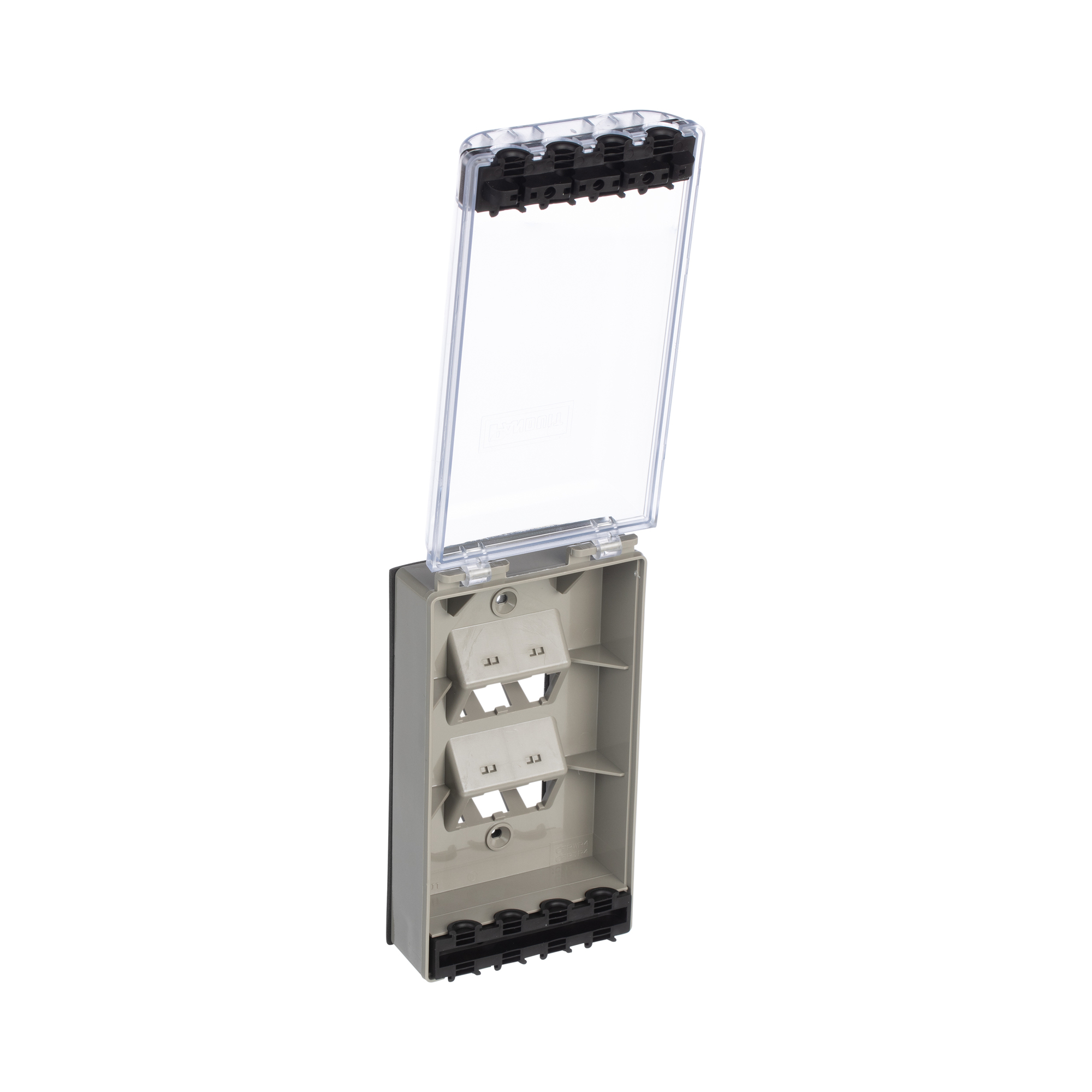 CFPWR4CIG PanNet Sloped Water-Resistant Vertical Faceplate, 1 Gang, 4 Ports, Mini-Com Module, Fastened Mount, Polycarbonate