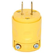 115PV Cable Mount Heavy Duty Non-Grounding Non-Polarized Straight Blade Plug, 125 V AC, 15 A, 2 Poles, 2 Wires, Yellow
