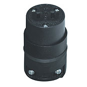 115CR Cable Mount Round Dead Front Polarized Straight Blade Connector, 125 V AC, 15 A, 2 Poles, 2 Wires, Black
