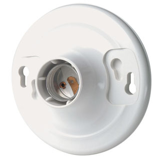 8829-CW4 Urea Outlet Box Mount Incandescent Lampholder, White, Medium, Twist-Lock, One-Piece, Keyless, Single Circuit, 4 Screw, Top Wired