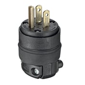 515PR Cable Mount Grounding Straight Blade Plug, 125 V AC, 15 A, 2 Poles, 3 Wires, Black