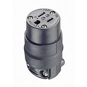 515CR Cable Mount Grounding Straight Blade Connector, 125 V AC, 15 A, 2 Poles, 3 Wires, Black
