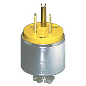 515PA Armored Cable Mount Grounding Straight Blade Plug, 125 V AC, 15 A, 2 Poles, 3 Wires, Yellow