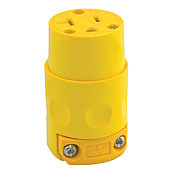 520CV Cable Mount Grounding Straight Blade Connector, 125 V AC, 20 A, 2 Poles, 3 Wires, Yellow