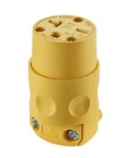 620CV Cable Mount Grounding Straight Blade Connector, 250 V AC, 20 A, 2 Poles, 3 Wires, Yellow