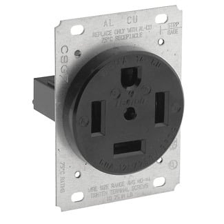 9460 Extra Heavy Duty Grounding Straight Blade Receptacle, 125/250 V AC, 60 A, 3 Poles, 4 Wires, Black