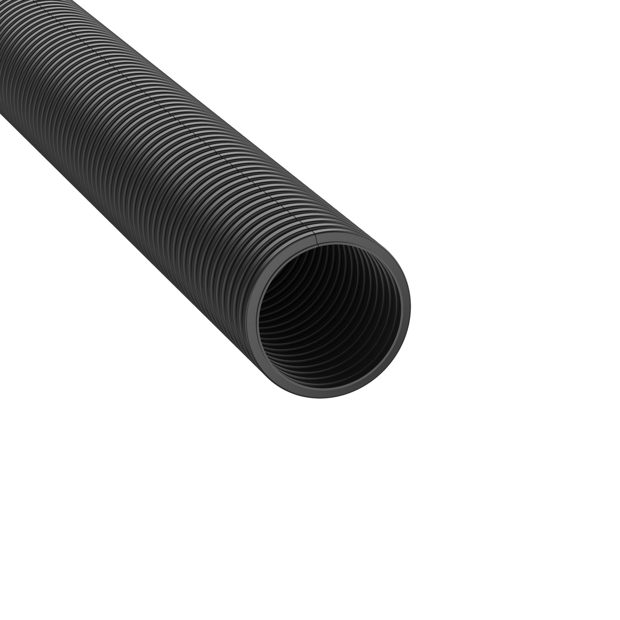 CLT100F-C20 Corrugated Loom Slit Wall Cable Tubing, 0.92 in ID x 100 ft L x 0.008 to 0.03 in THK, Polyethylene, Black