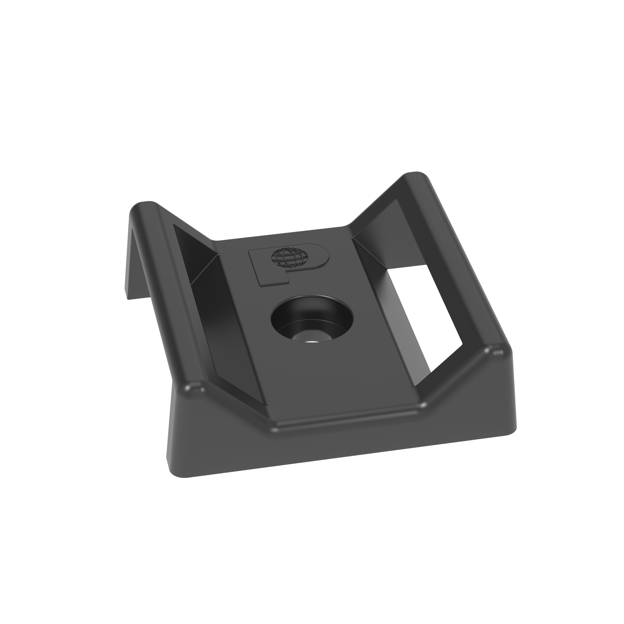 ABMT-S6-C20 Tak-Ty Hook and Loop Cable Tie Mount, Threaded Mount, 3/4 in W Tie, Nylon 6.6, Black