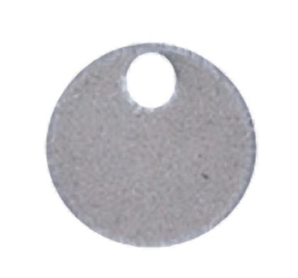 MT150D-Q Pan-Code 1-Hole Circular Standard Cross Section Marker Plate and Tag, 1-1/2 in L x 1-1/2 in W x 0.04 in THK, 3 Line of Text, 304 Stainless Steel