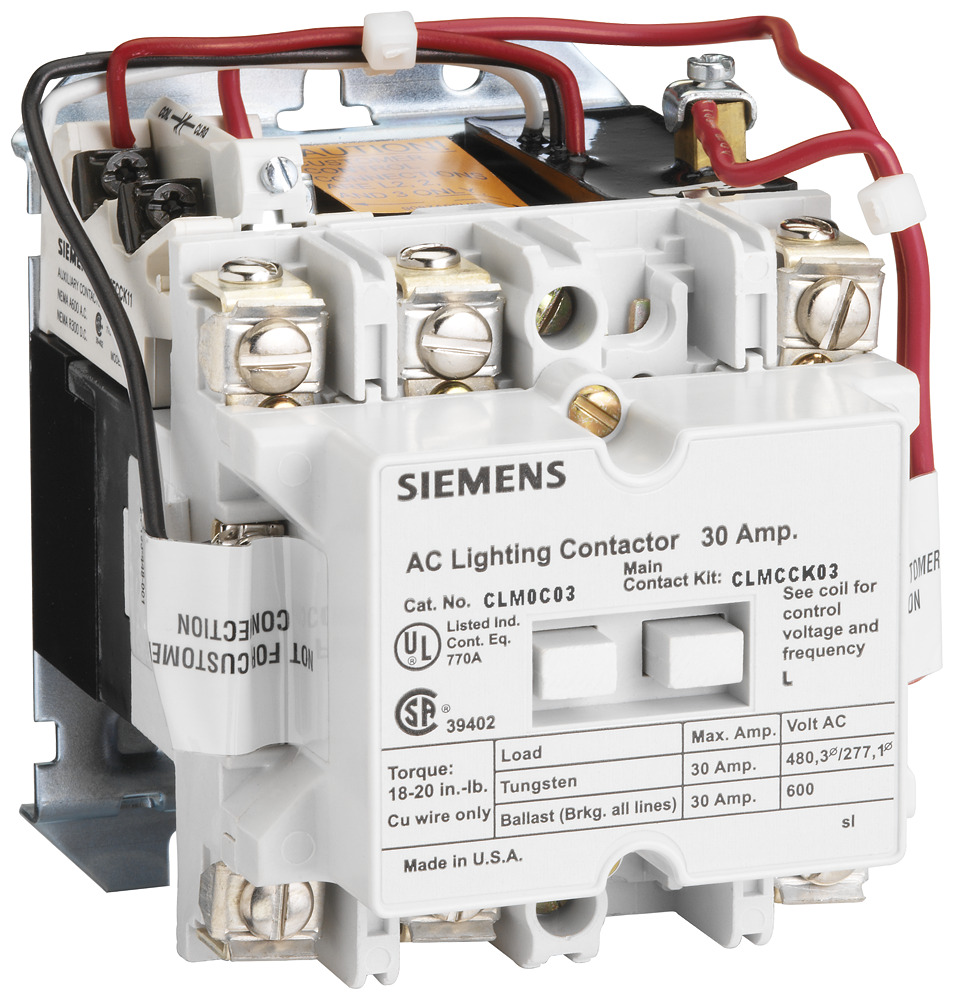 CLM0C03277 Class CLM Mechanically/Magnetically Held Lighting Contactor, 277 VAC V Coil, 30 A, 3NO Contact, 3 Poles