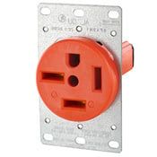 8450-IG 3-Phase Extra Heavy Duty Isolated Ground Straight Blade Receptacle, 250 V AC, 50 A, 3 Poles, 4 Wires, Orange