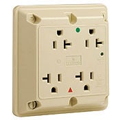 5490-W Grounding Heavy Duty Quadruplex Surge Protective Straight Blade Receptacle, 125 V AC, 20 A, 2 Poles, 3 Wires, White