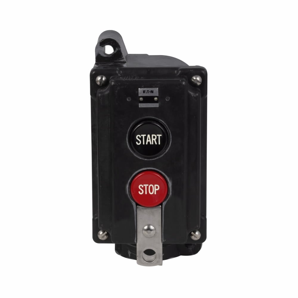 10250H671 Assembled Heavy Duty Round Standard Pushbutton Control Station With Lock Hasp, 1NO-1NC Contact, 2 Operators, NEMA 3/3R/4/4X/12/13 NEMA Rating