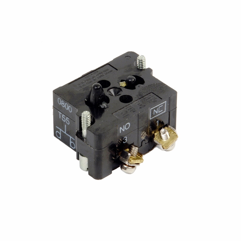 10250T55 Heavy Duty Special Purpose Contact Block, 30.5 mm, 1NO-1NC Contact, 10 A at 600 V AC, 5 A at 250 V DC Contact, Silver Contact, Momentary Action, Black