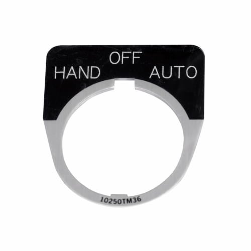10250TM13 Standard Legend Plate, 0.1 in H x 1.6 in W, Half Round Plate, Aluminum/Die Cast Zinc, Black Field
