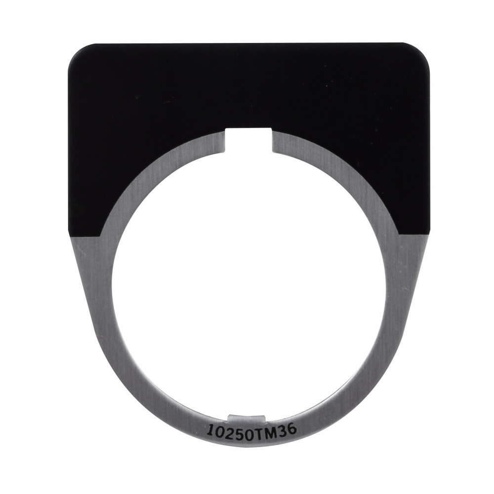 10250TM36 Blank Standard Legend Plate, 0.1 in H x 1.6 in W, Half Round Plate, Aluminum/Die Cast Zinc, Black Field