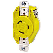 23CM-10 Grounding Locking Receptacle, 125 V AC, 20 A, 2 Poles, 3 Wires, Yellow