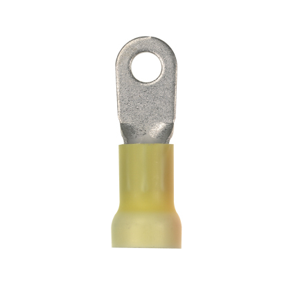 PV4-38RX-E Pan-Term Loose Piece Ring Terminal, 4 AWG Conductor, 1.94 in L, Brazed Seam/Expanded Entry/Insulation Support/Internal Serration Barrel, Copper, Yellow