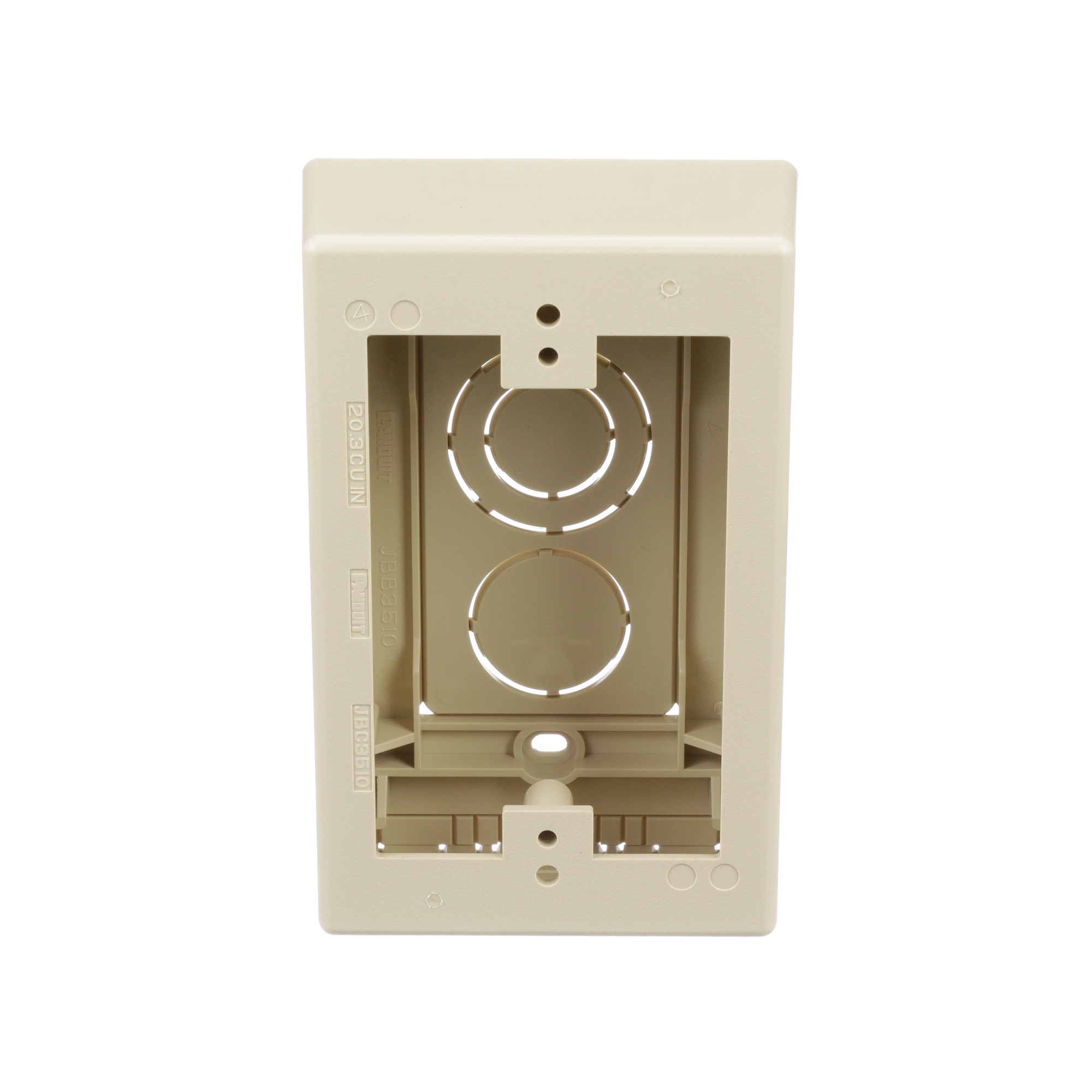JBX3510EI-A 2-Piece 1-Gang Low Voltage Snap Together Snap Together Outlet Box, 5 in L x 3.26 in W x 1.62 in H, PVC, Electric Ivory