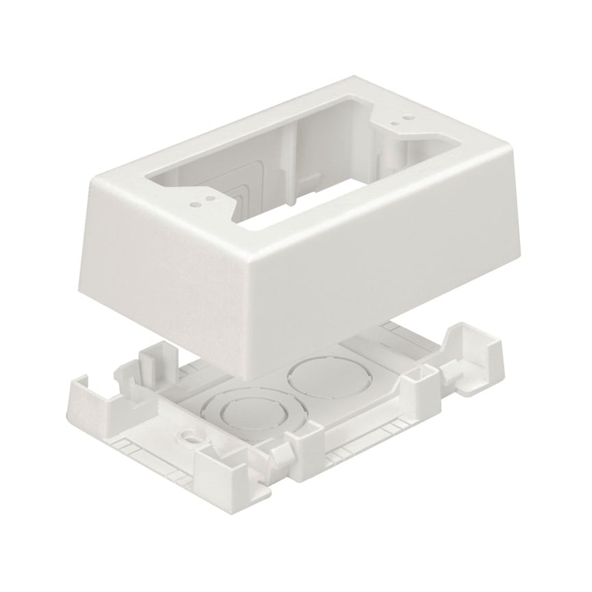 JBX3510IW-A 2-Piece 1-Gang Low Voltage Snap Together Snap Together Outlet Box, 5 in L x 3.26 in W x 1.62 in H, PVC, Off-White