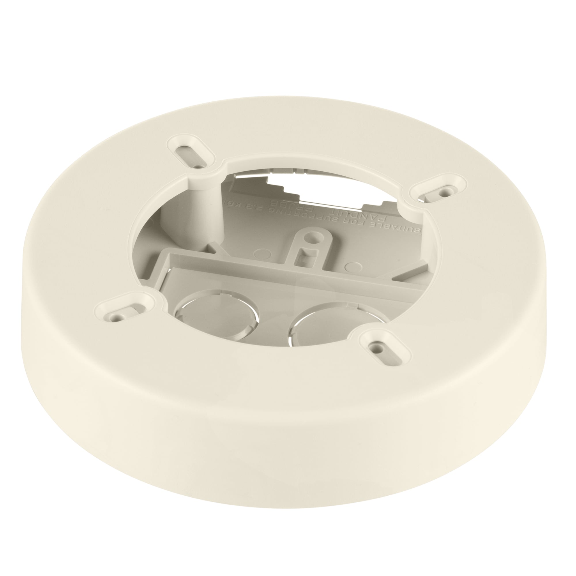 RJBX3510IW 1-Gang 2-Piece Low Voltage Power Rated Round Outlet Box, 5.51 in L x 5.51 in W x 1.14 in H, PVC, Off-White
