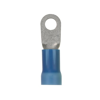 PV6-56R-T Pan-Term Loose Piece Ring Terminal, 6 AWG Conductor, 1.74 in L, Brazed Seam/Funnel Entry Barrel, Copper, Blue