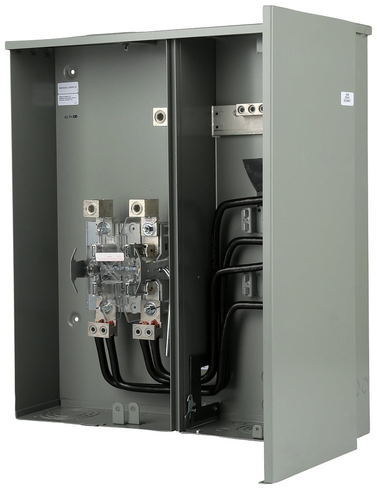 MM0404L1400RLM Low Voltage Meter Main, 400 Amp, 1 Phase, Ringless, Lever, 4 Jaw, OH, UG, 120/240V, 4 Spaces, max 4 Circuits