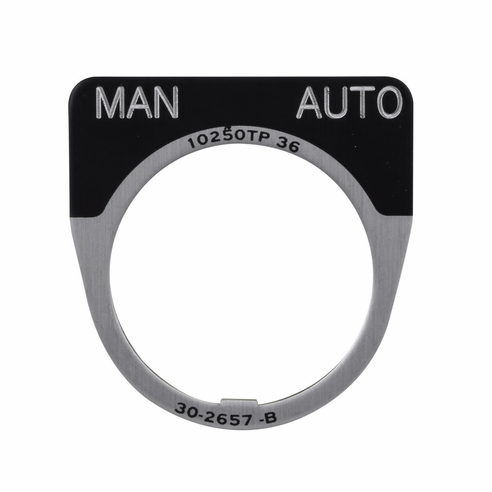 10250TP42 10250T Small Legend Plate, 1.59 in H x 1.59 in W, Half Round Plate, Plastic, Black Field
