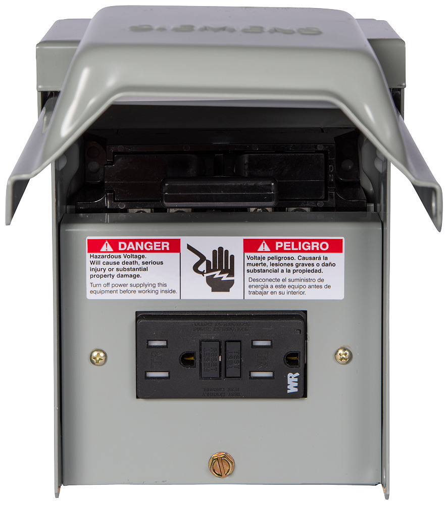 WN2060GFCI Murray Type MD-HT Non-Fused Pull-Out Air Conditioning Disconnect With GFCI Receptacle, 120/240 V AC, 75 A, 10 hp, 2 Poles