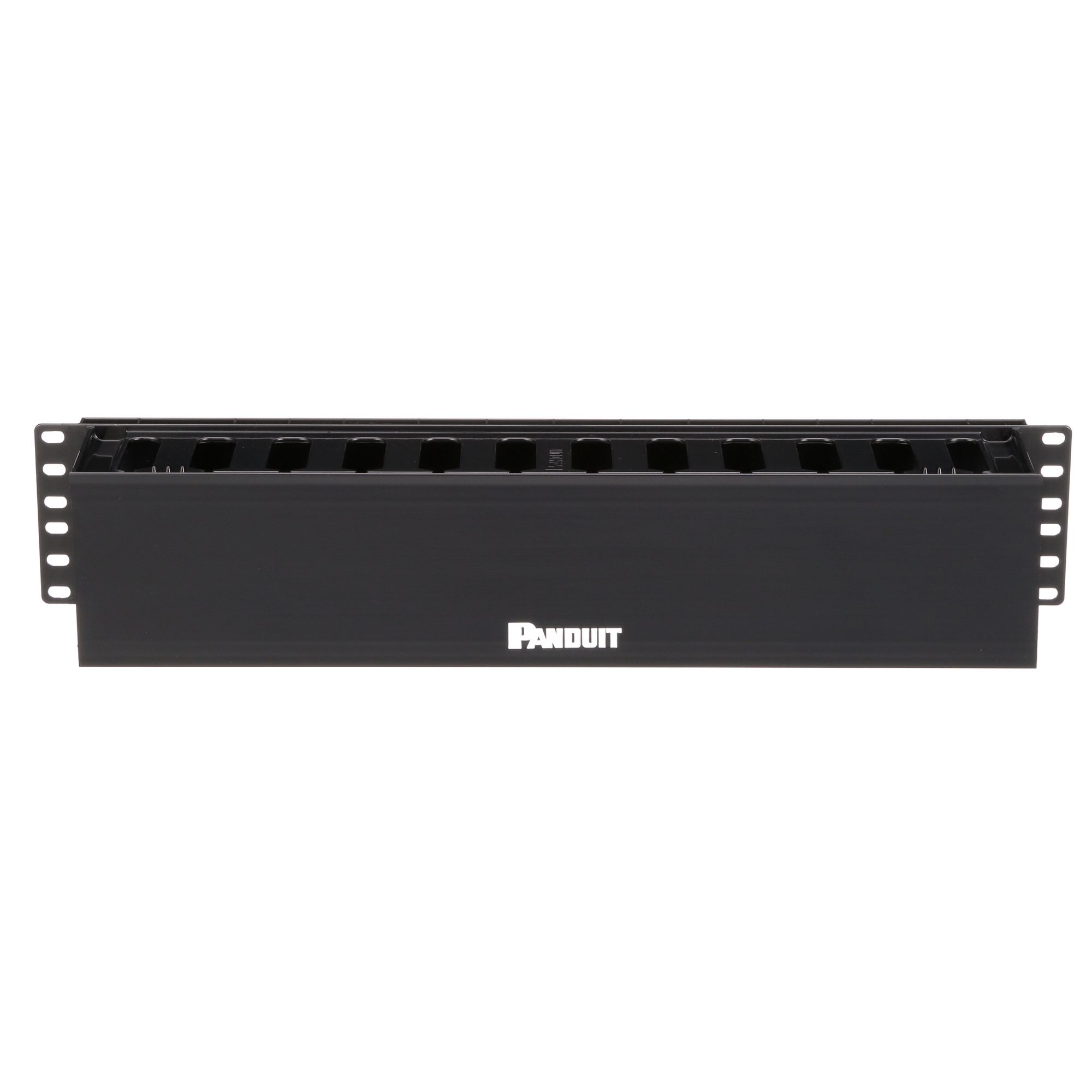 WMPF1E PatchLink Single Sided Horizontal Cable Manager, 3-1/2 in H x 19 in W x 3.7 in D, ABS, Black