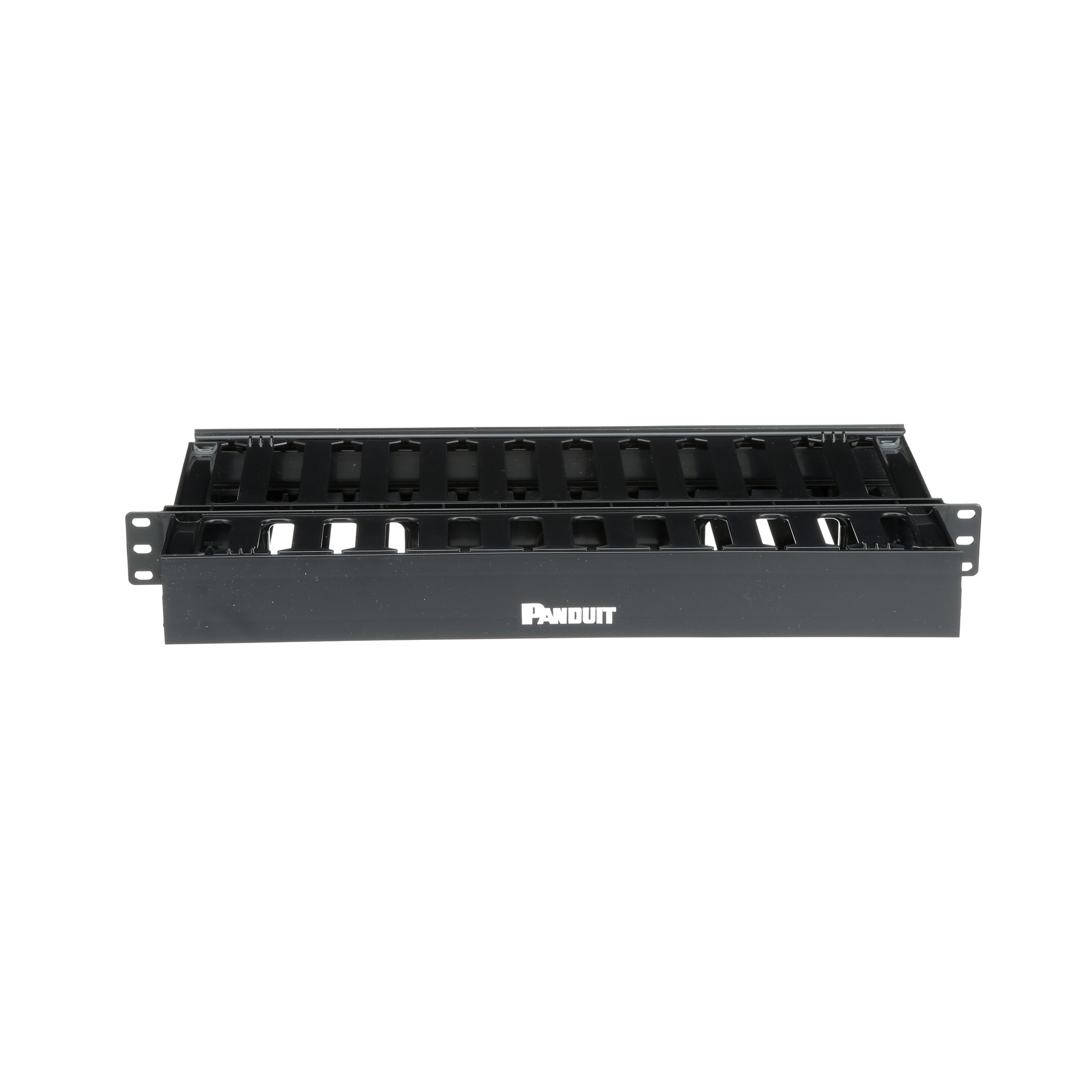 WMPSE PatchLink 2-Sided Horizontal Cable Manager, 19 in W x 8.9 in D, ABS, Black