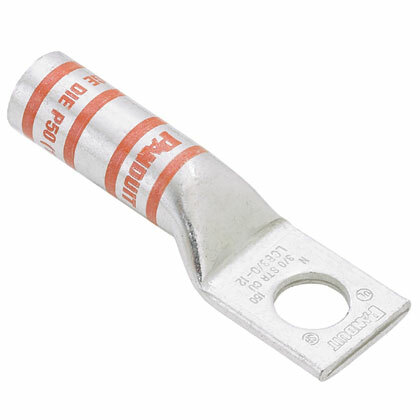 LCB1/0-12-X Pan-Lug 1-Hole Compression Connector Lug, 1/0 AWG Copper Stranded Conductor, Die Code: P42, 42.767 in Stud, Tin Plated Copper