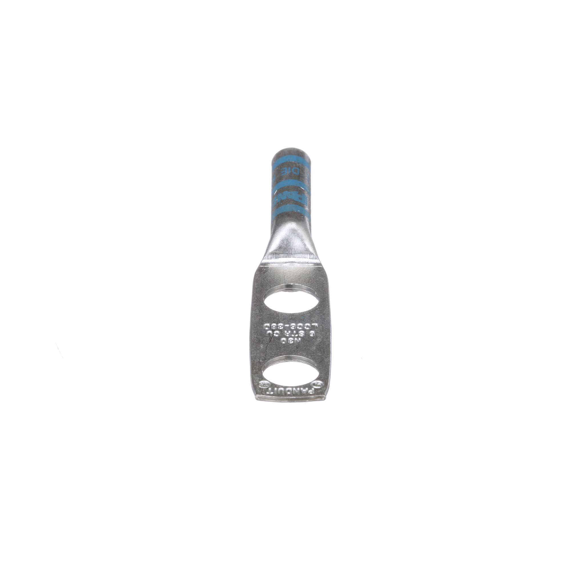 Pan-Lug LCC6-38D-L Comp. Lug, 6, Tin Plt Copper, Straight, Two 3/8" Stud, PK50