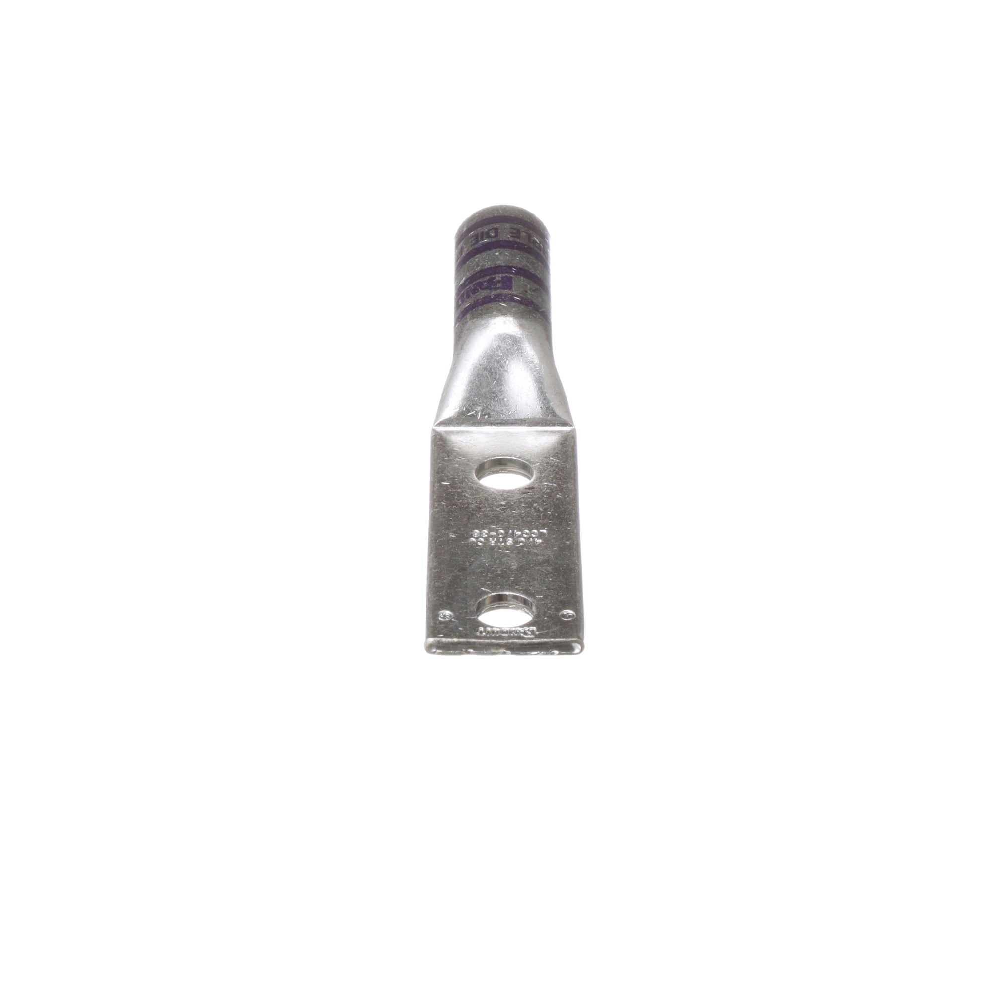 LCC4/0-38-X Pan-Lug 2-Hole Compression Connector Lug, 4/0 AWG Stranded Copper Conductor, Die Code: P54, 3/8 in Stud, Tin Plated Copper