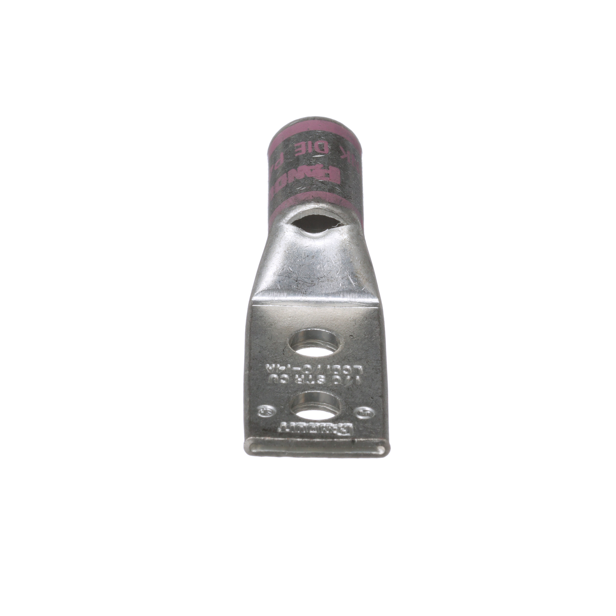 Pan-Lug LCD1/0-14A-X Comp. Lug, 1/0, Tin Plt Copper, Two 0.25" Stud, PK10