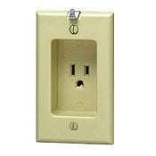 688-I 1-Gang Grounding Single Outlet Recessed Receptacle, 125 V AC, 15 A, 2 Poles, 3 Wires, Ivory