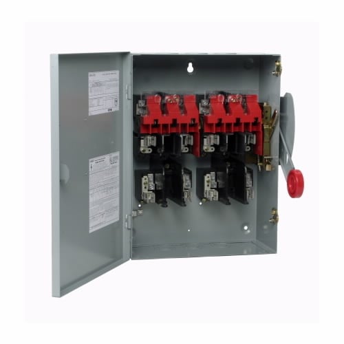 DH461FGK Heavy Duty Fusible Single Throw Safety Switch, 600 V AC, 30 A, 15 hp, 20 hp, 25 hp, 4PST Contact, 4 Poles