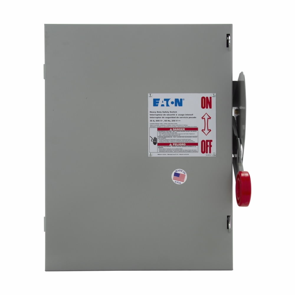 DH461UGK Heavy Duty Non-Fusible Single Throw Safety Switch, 600 V AC, 30 A, 5 hp, 10 hp, 20 hp, 25 hp, 30 hp, 4PST Contact, 4 Poles