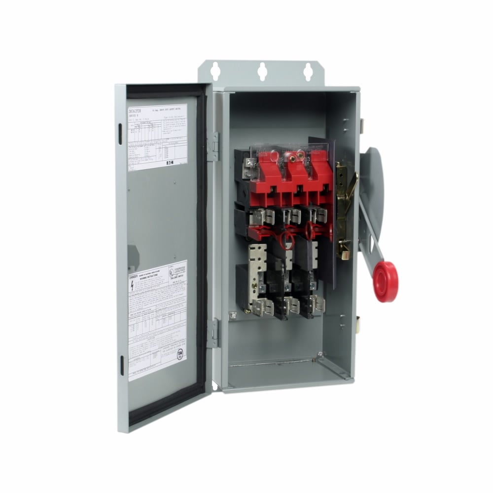 DH261FDK Heavy Duty Fusible Dusttight Single Throw Safety Switch, 600 V AC, 30 A, 7.5 hp, 10 hp, 15 hp, DPST Contact, 2 Poles
