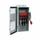 Eaton Heavy duty receptacle safety switch, 30 A, NEMA 12/3R, Painted galvanized steel, Class H, Fusible without neutral, Three-pole, Three-wire, 600 V, Max Hp: 7.5, 10/ 15, 20 hp (1/3PH @480, 600 V), #14-#2 Cu/Al