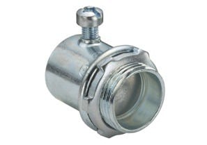 230 Non-Insulated Set Screw Connector, 1/2 in Trade, For Use With EMT Conduit, Steel, Electro-Plated Zinc