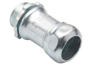 250 Bridgeport Non-Insulated Compression Connector, 1/2 in Trade, For Use With EMT Conduit, Steel, Electro-Plated Zinc