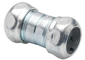 264 Bridgeport Non-Insulated Compression Coupling, 1-1/2 in, For Use With EMT Conduit, Box and Enclosure, Steel, Zinc Plated