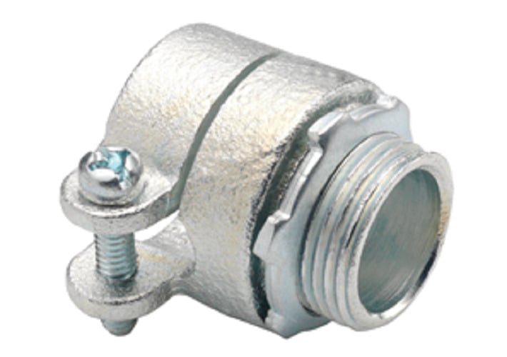 403 Bridgeport Squeeze Conduit Connector, 3/8 in Trade, For Use With Flexible Metal Conduit, Malleable Iron, Electro-Plated Zinc