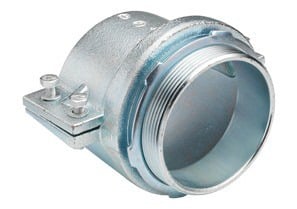 420 Bridgeport Squeeze Conduit Connector, 4 in Trade, For Use With Flexible Metal Conduit, Malleable Iron, Electro-Plated Zinc