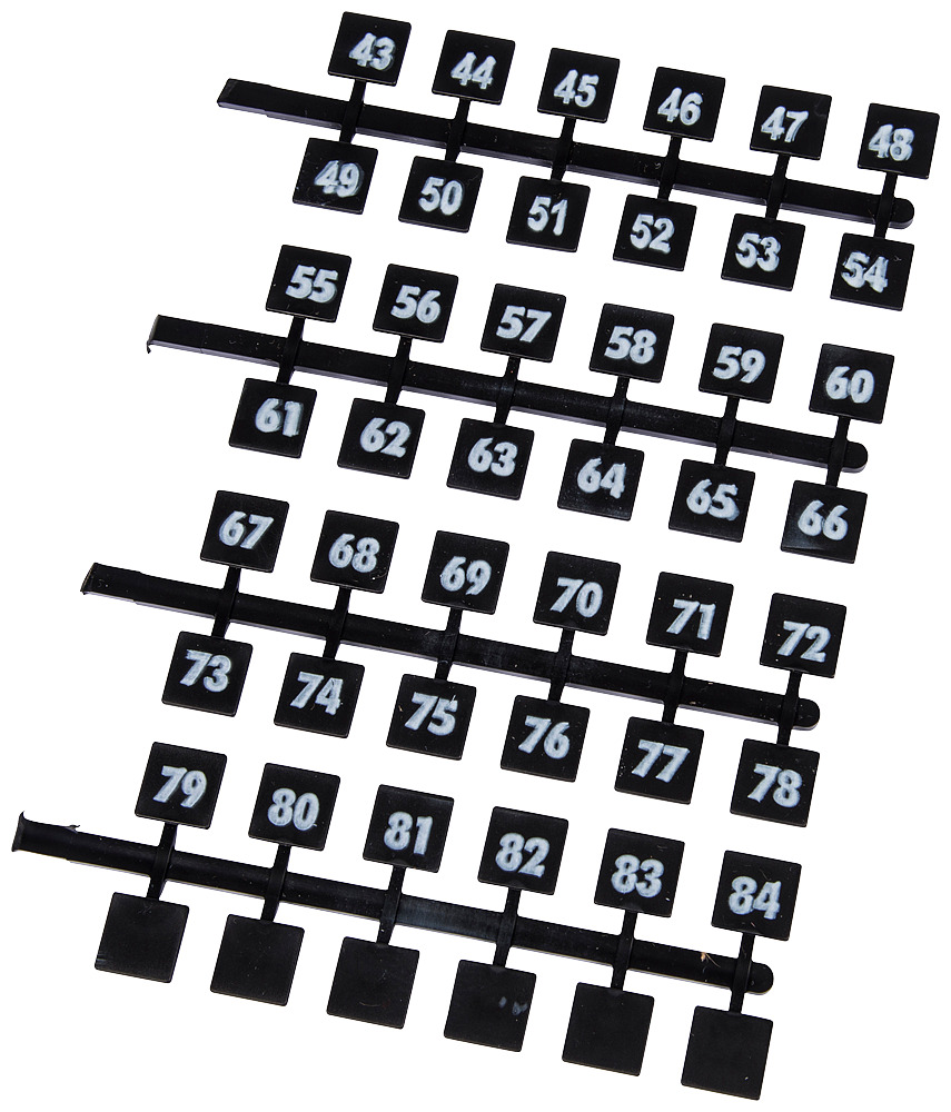 NBK4 Press-In Snap-On Numbering Strip, 43 to 84 Range Legend, For Use With P1/P2/P3 Series Panelboard