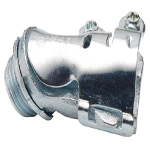 800 Bridgeport Conduit Connector, 3/8 in Trade, For Use With Flexible Metal Conduit, Malleable Iron, Electro-Plated Zinc